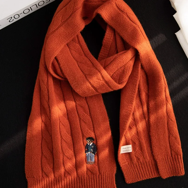 100% ウール！ メイリ クラシック フライドドウツイスト ブリティッシュレトロ スカーフ メンズ＆レディース 冬用 ツイスト刺繍 ベアースカーフ