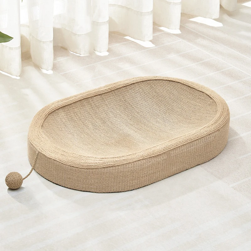 Cat Sisal Scratching Bed With Game BallLarge Oval Sisal Nest Basin Sofa Cat Scratching Board Wear-resistant Pet Supplies