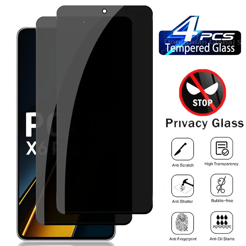 9H For Xiaomi POCO X6 F6 Pro Redmi Note 13 Pro 3Pcs Anti-Spy Screen Protector Privacy Tempered Glass