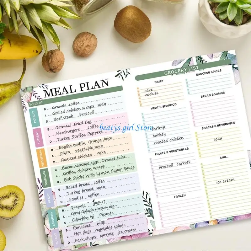 C7AB Fridge Meal Planning Notebook Weekly Meal Planner Notebook 52 Sheets For Weekly Scheduling Meal Preperation