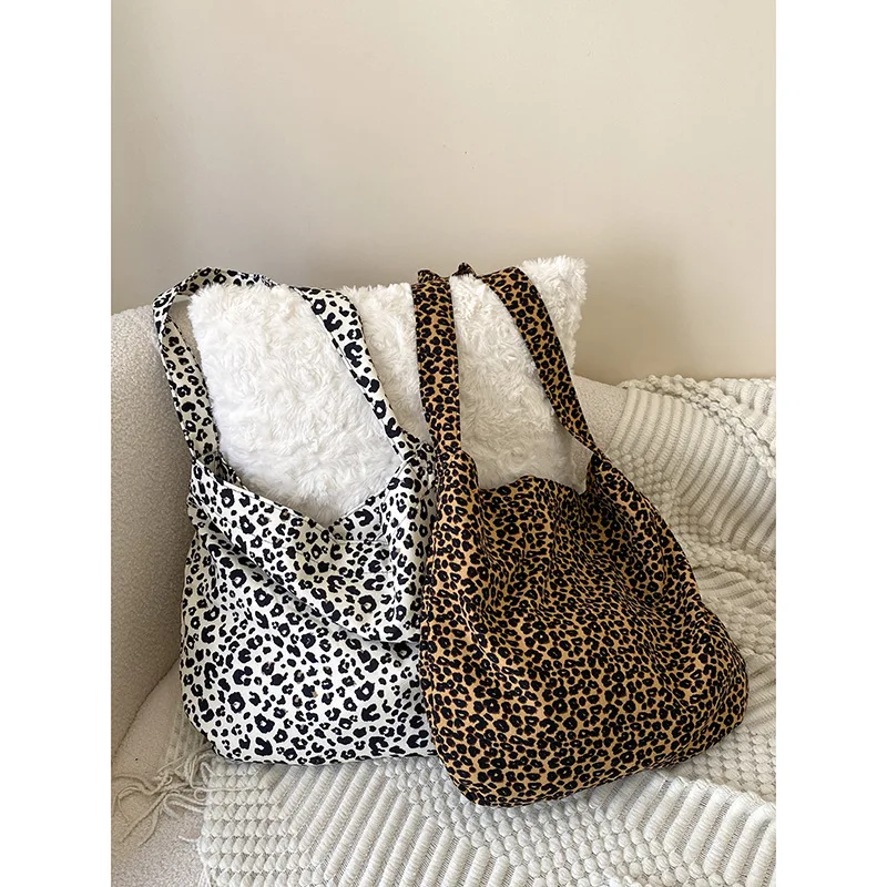 Canvans bolsa moda casual leopardo impressão ombro shopper bolsa feminina totes saco para mulher grande capacidade saco de compras