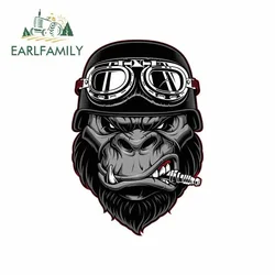 EARLFAMILY 13cm x 8.7cm for Gorilla Biker Cartoon Car Stickers Helmet Motorcycle Sunscreen Vinyl JDM Bumper Trunk Truck Graphics