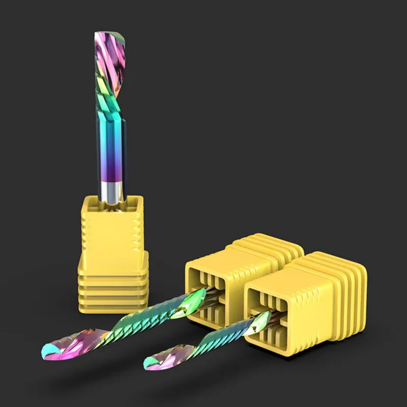 Fresa a spirale a lama singola con gambo da 3,175/4/6 mm con rotazione sinistra, punta per router CNC in carburo HRC60 in alluminio. Plastica. Acrilico