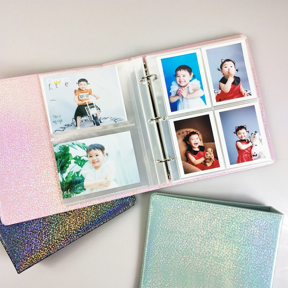 Álbum de fotos de hojas sueltas A5, Carpeta de 3 anillas, protectores de bolsillo para páginas, fundas para tarjetas para Instax Mini 4x6, 10x15
