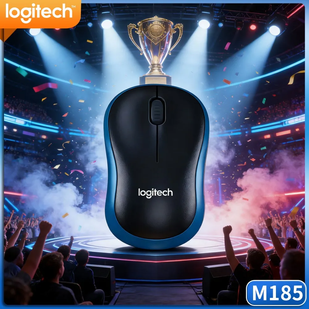 Logitech M185 Everyday Wireless Mouse, Nano Receiver, 3 Buttons, Stable Tracking, Compatible With Multiple Computer Systems