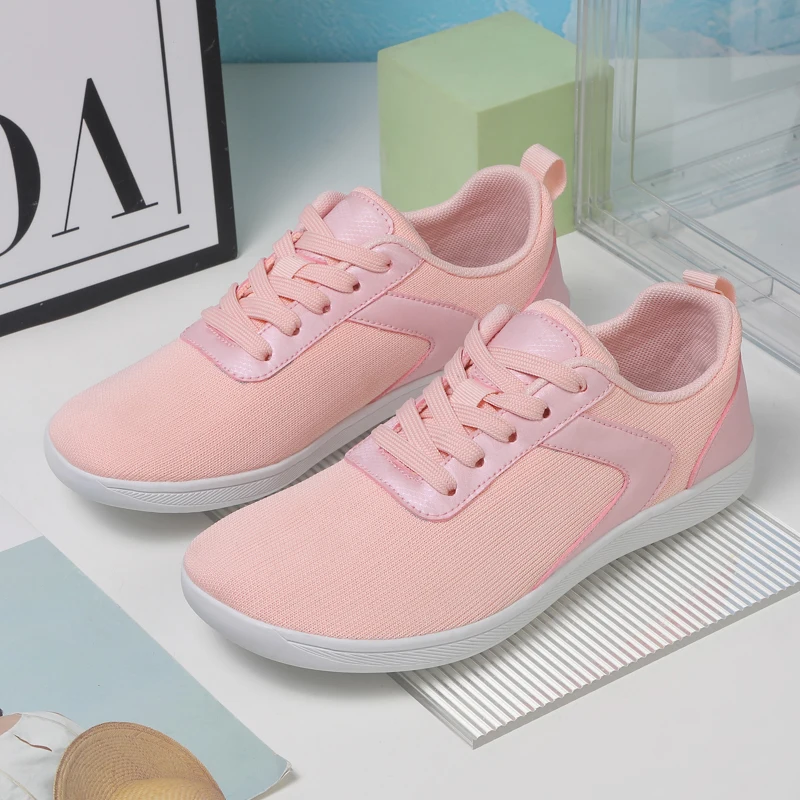 

Women Walking Tennis Female Flat Shoes Slip-On Light Air Cushion Mesh Up Stretch Sneakers Running Casual Breathable Sports Shoes