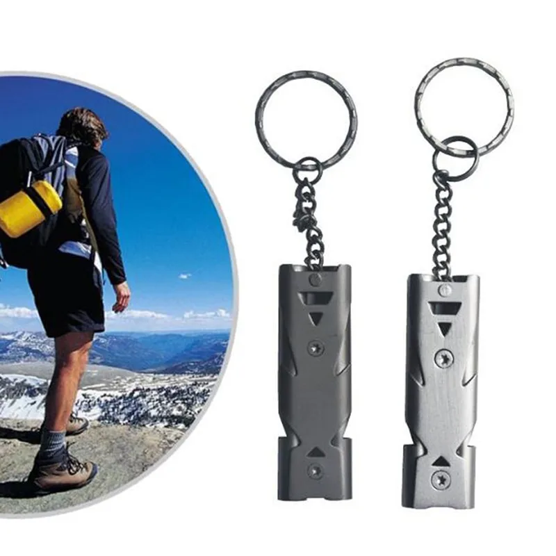 Double Pipe Whistle Pendant Keychain High Decibel Portable Outdoor Survival Emergency Camping Tool Multifunction 1PC