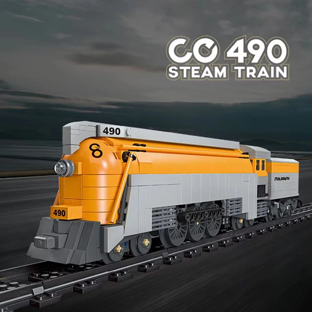 808Pcs Bricks CO490 City Railway Cargo Train Building Blocks Plastic Steam Train Track Model Toys For Boys Adult Kids Gift