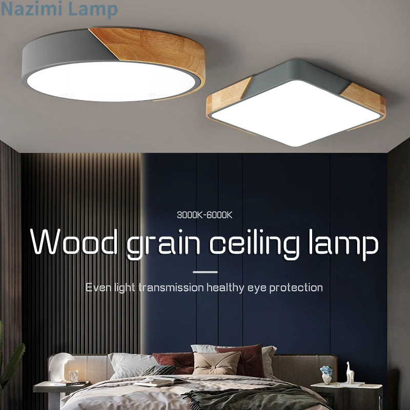 

Round Ultra-thin Nordic Minimalist Style Modern Macaron Ceiling Lights Led Bedroom Lights Solid Log Living Room