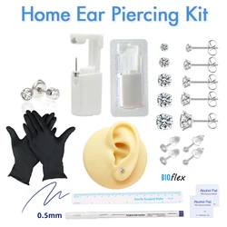 Disposable Home Ear Piercing Gun Kit with Earring Set Sterile Self Piercing Tool Machine for Men Girl Allergy Free Painless Safe