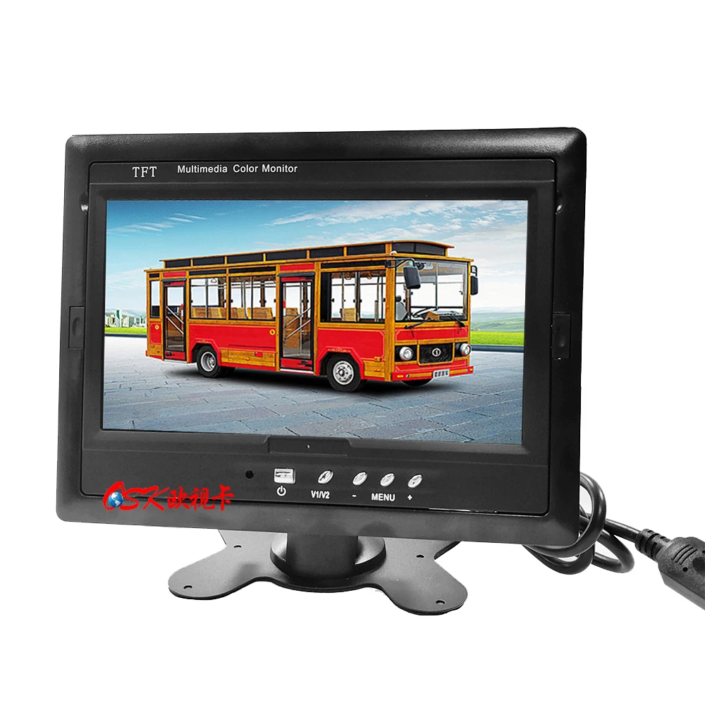 Factory Bus Video Player 7 Inch 3 Ways Input Bus Rearview Backup Screen Monitor for Vehicle Truck Caravan Van RV Car Camper