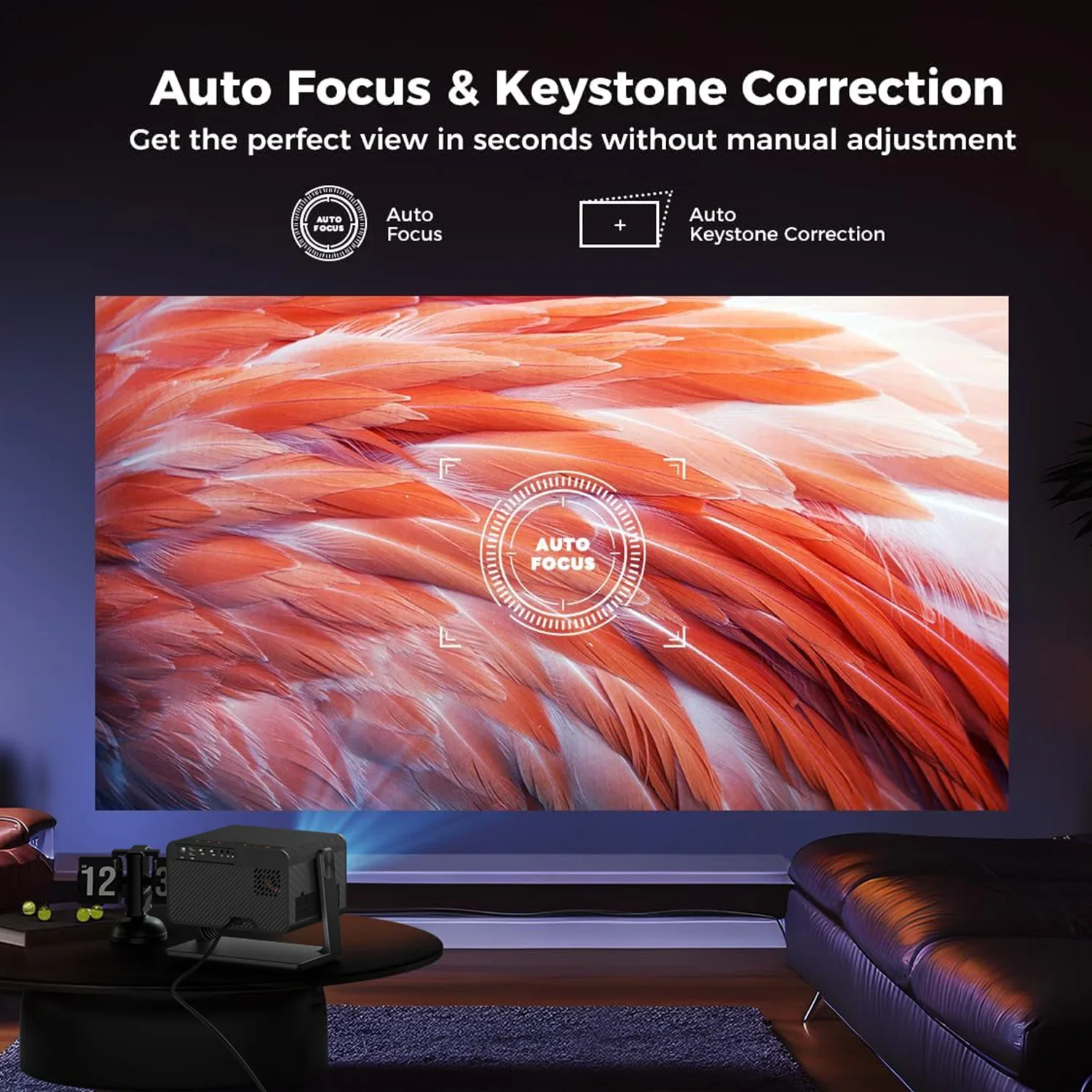 2025 2.4&5G High Brightness Smart Google TV System Auto Focus / Keystone 1080P LCD LED Projector With Stand 360° Rotation/Flip