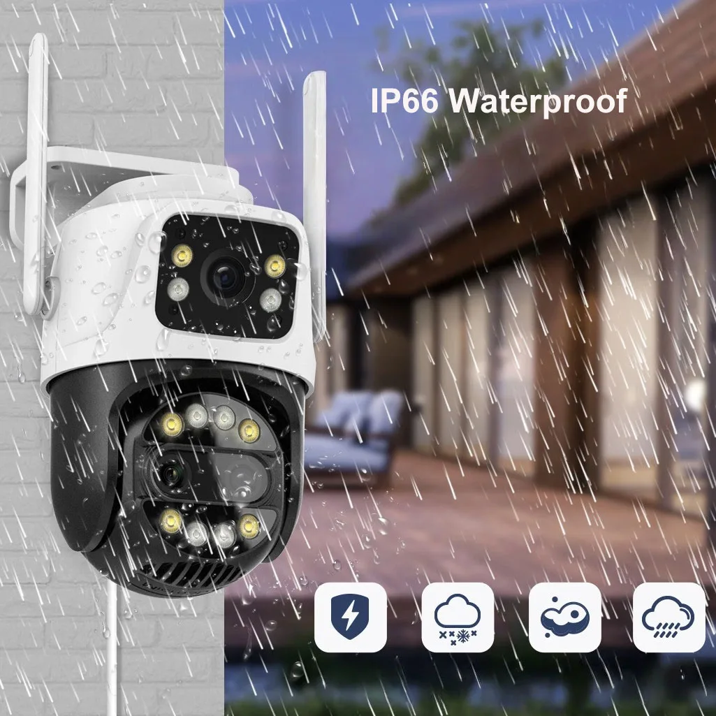 كاميرا Uzoom 12MP 6K WiFi مع تكبير 8X 3 عدسات شاشة مزدوجة كشف الإنسان تتبع تلقائي CCTV للمراقبة الأمنية الخارجية