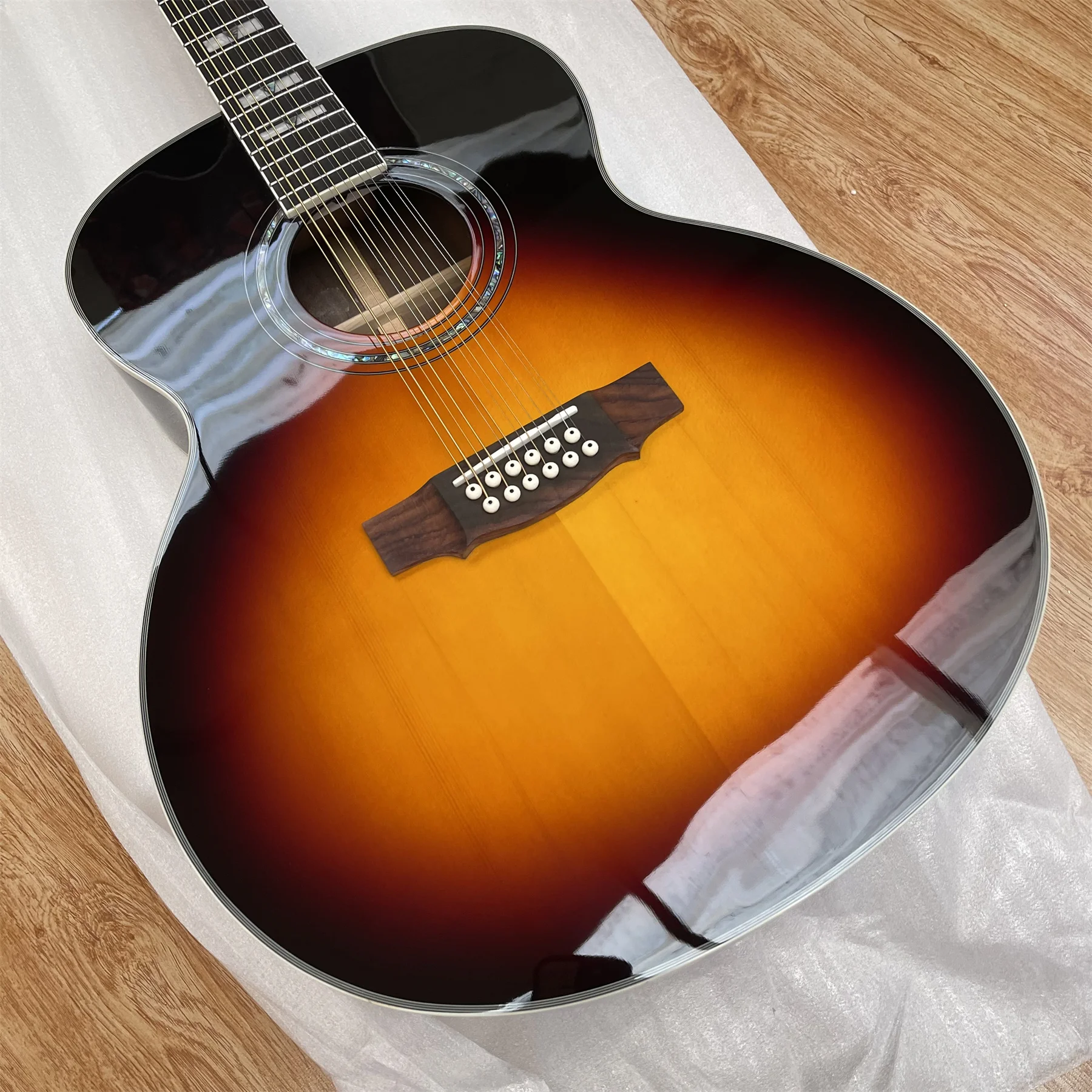 12-String Acoustic Guitar Antique Sunburst Solid Wood