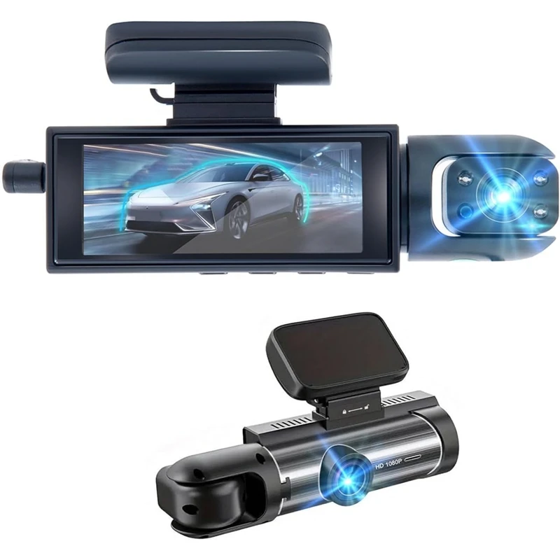 Dual Dash Cam Front And Inside, Dashcams For Cars With IR Night Vision Loop Recording, Motion Detection, 32G TF Card