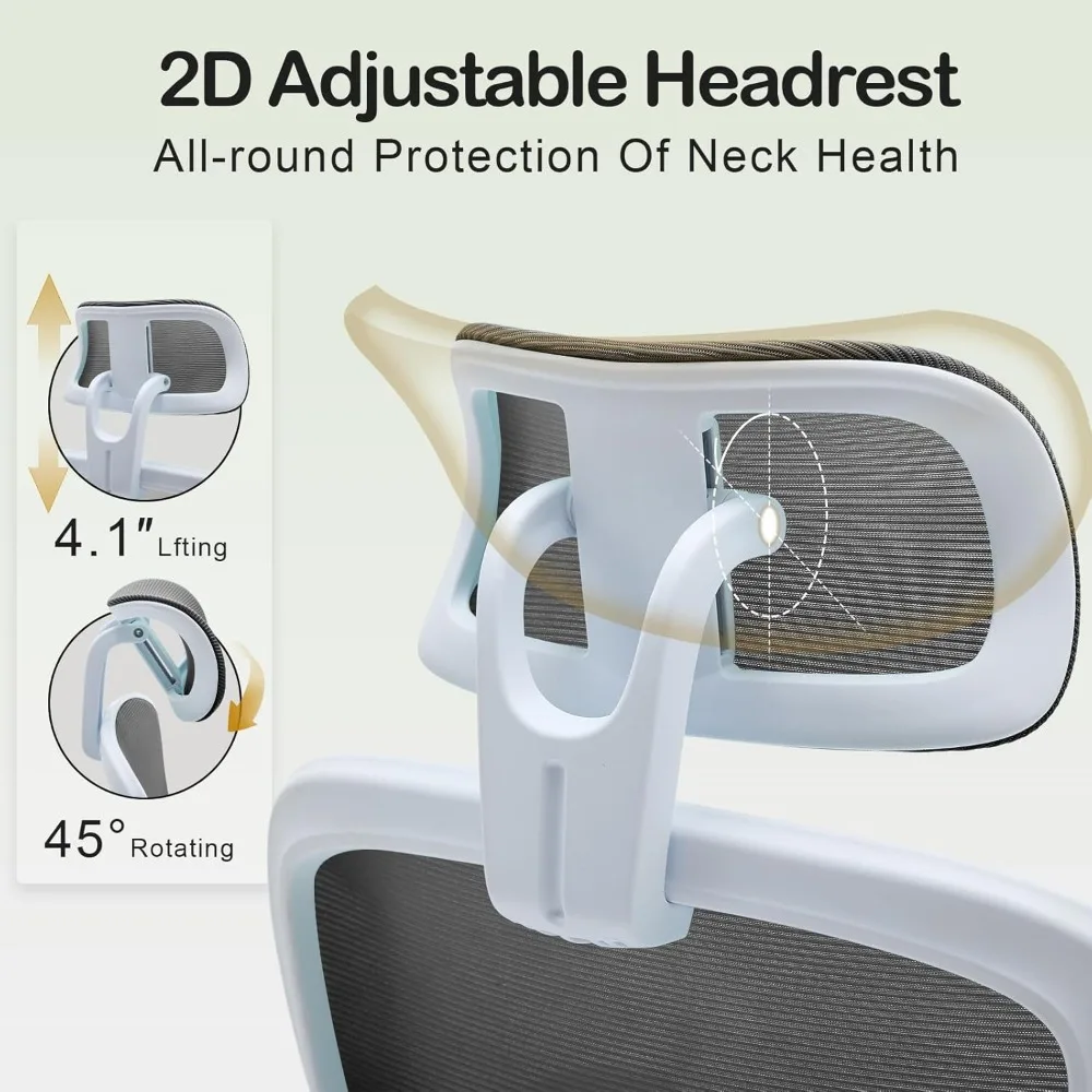 Verstellbarer Bürostuhl aus Netzstoff mit hoher Rückenlehne, automatischer Lendenwirbelstütze und Neigungsschloss für den Heimgebrauch