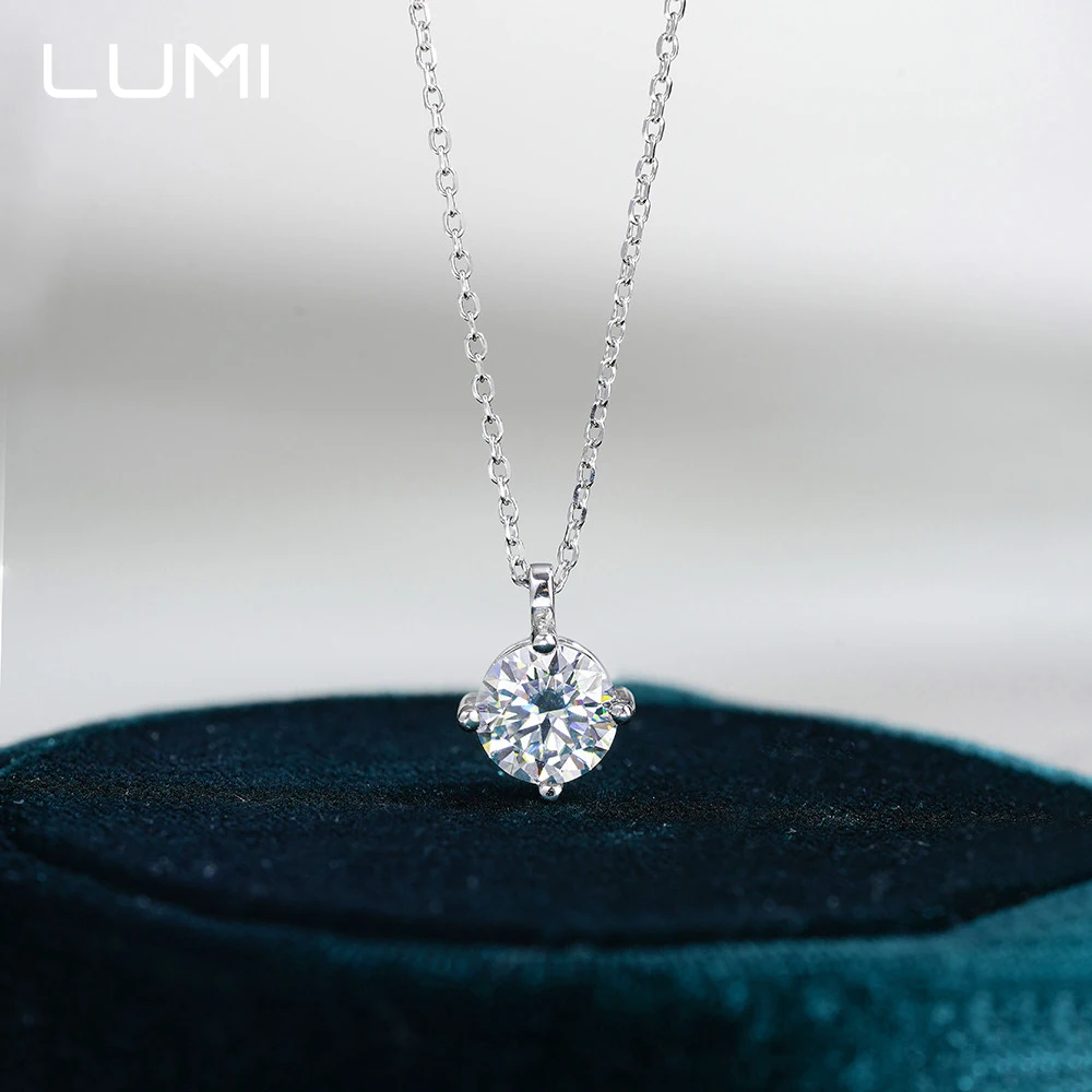 

1CT Certificated Solitaire Moissanite 925 Sterling Silver Pendant Necklace for Women - Hypoallergenic Adjustable Chai