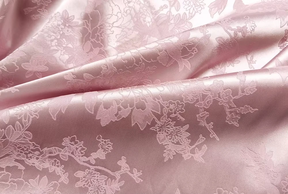 100cm*148cm Elegant Lotus Brocade Jacquard Satin Smooth Charmeuse For Bridal Dress & Kimono