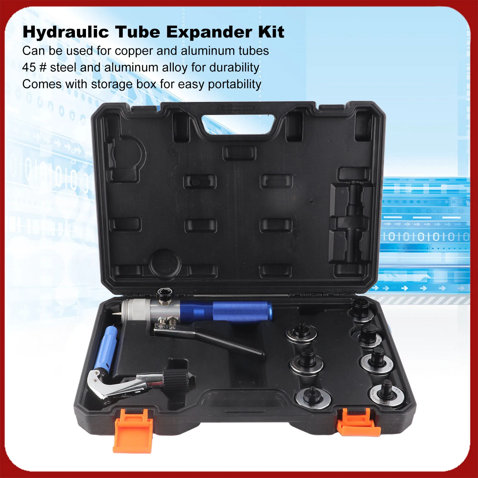 

Aluminum Tube Expander Hydraulic Tube Expander Multiple Sizes Copper Aluminum Pipe Stretcher 1/2in to 1‑1/8in CT‑300A