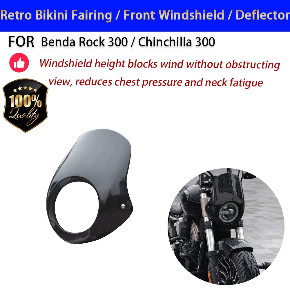For Benda Rock 300 Chinchilla 300 Retro Bikini Fairing Windshield Deflector No-Drill Accesorios Moto