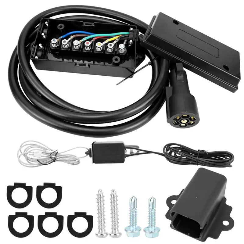 abqb-trailer-wiring-harness-kit-8ft-with-7-way-trailer-cord-and-7-gang-junction-box-kit-including-breakaway-switch-and-plug-hold