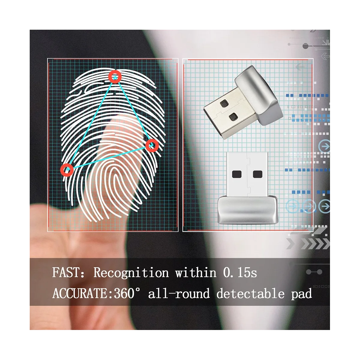 USB Fingerprint Reader para Notebook PC, Notebook Lock, Biometric Scanner, Módulo de desbloqueio sem senha, janelas 10 Olá Laptop