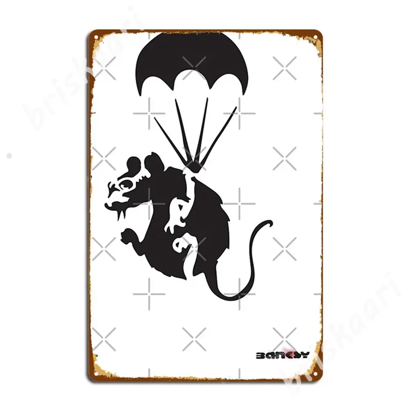 Banksy Rat With Parachute And Nuclear War Metal Signs Wall Cave Garage Club Printing Plaques Tin sign Posters