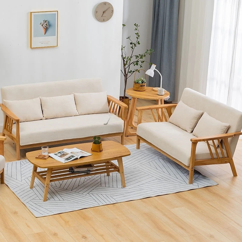 living room office leisure table and chair cover Solid wood fabric sofa household small apartment combination modern simple