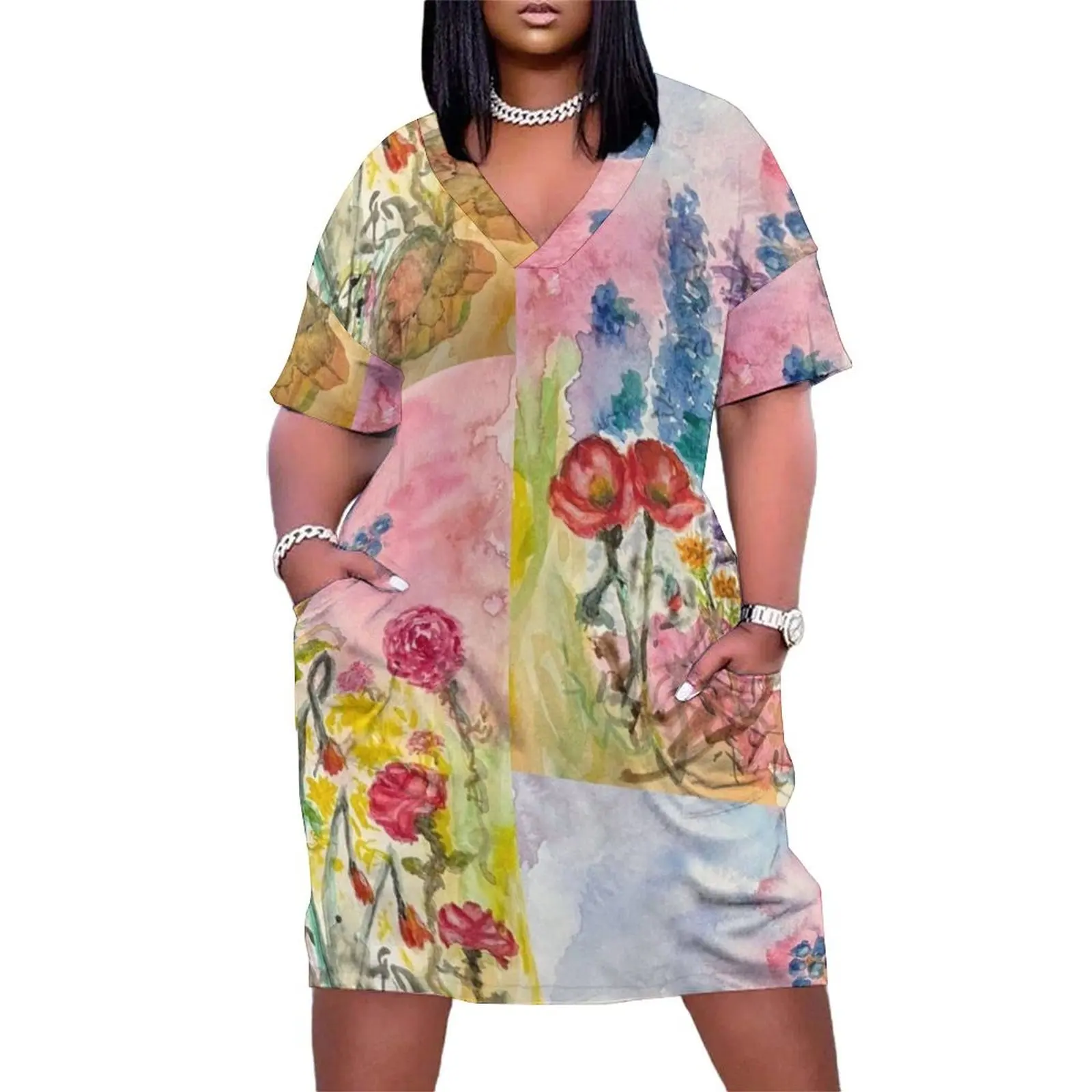 

Flowers Loose Pocket Dress Aesthetic clothing Women's evening dress summer clothes for women summer dress women 2025
