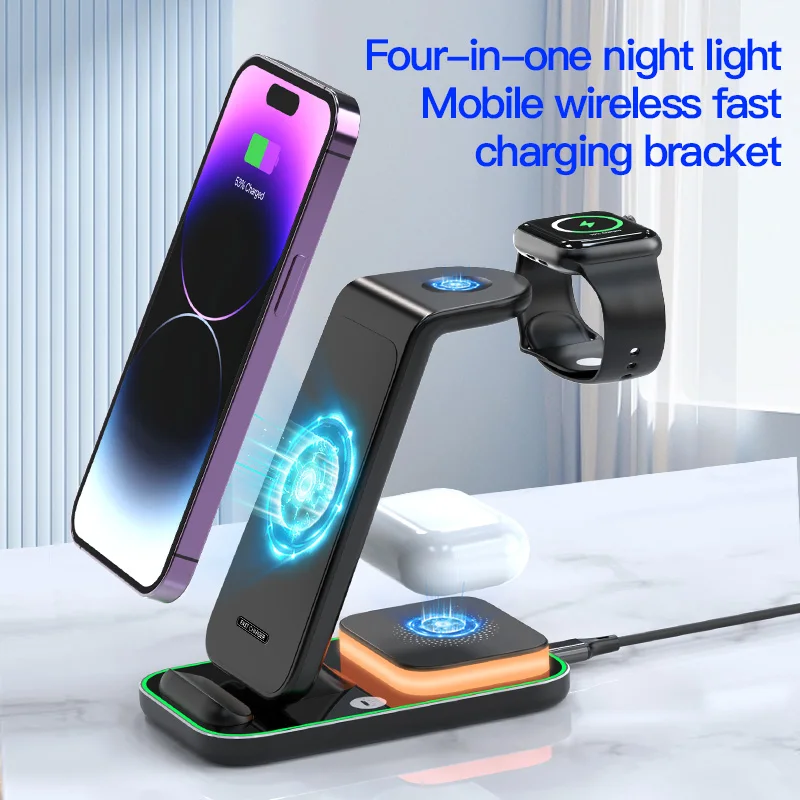

Cheap Wholesale Promotional Gadgets Portable Desktop Fast Charging Wireless Charger With Light