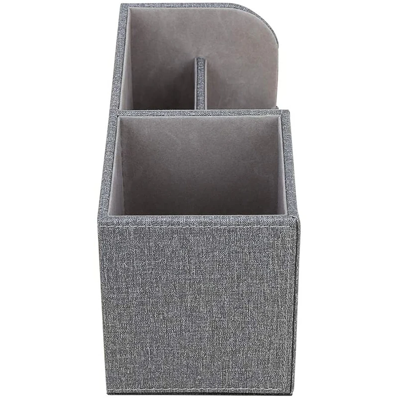 PU Leather Multi-Function Desk Stationery Organizer Storage Box Pen/Pencil, Business Cards Remote Control Holder (Grey)