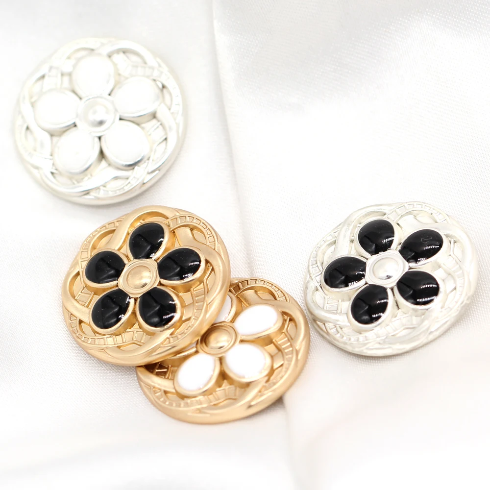 HENGC Chic Flower Women Coat Gold Metal Buttons For Clothes Suit Blazer Handmade Decorations For Needlework Sewing Acccessories