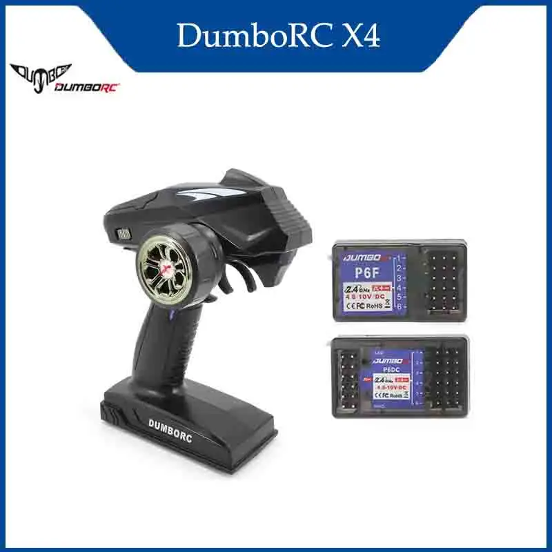 DumboRC X4 2.4G 4CH เครื่องส่งสัญญาณพร้อมตัวรับสัญญาณ P6F รุ่น P6DC พร้อมไฟ DC สำหรับรถบังคับวิทยุ รุ่น MN-90 เรือ รถถัง อุปกรณ์เสริมสำหรับรถบังคับวิทยุ