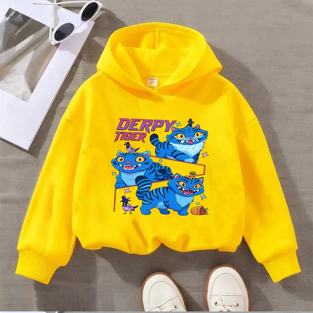 سويت شيرت للأطفال لطيف أزرق نمر كارتوني طباعة كم طويل بلوفر طفل بنين بنات كاجوال 2-8 سنوات