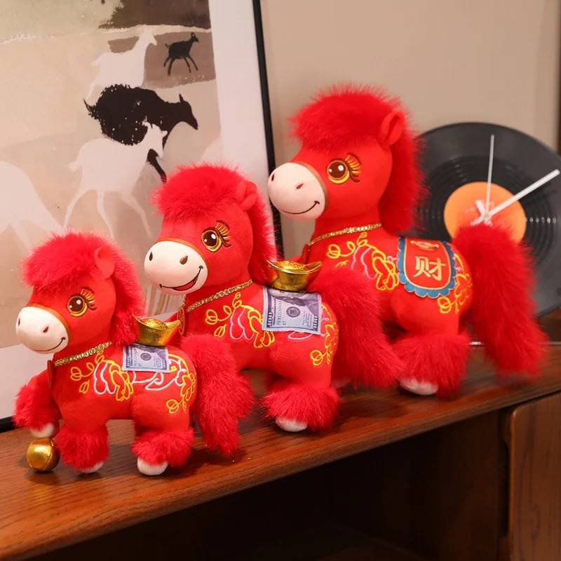 2026 سنة جديدة سعيدة محظوظ الحصان الأحمر ألعاب من نسيج مخملي محظوظ النجاح الحصان دمية طفل مختارة هدايا عيد الميلاد هدية الكريسماس تبادل #6