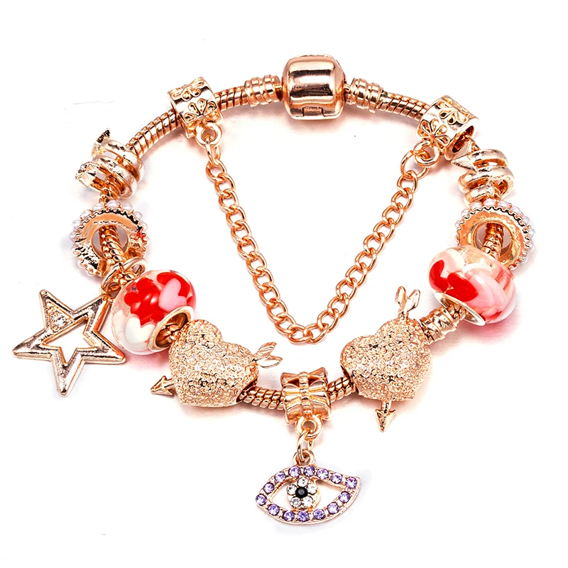 Rose Gold Diamond Hole Bead Bracelet DIY One Arrow Piercing Through a Bead Bracelet Jewelry for Women's Gifts