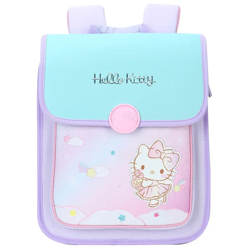 Sanrio-mochila escolar de Hello Kitty para estudiantes, bonita mochila ligera de dibujos animados, de gran capacidad, resistente a las manchas, para niños