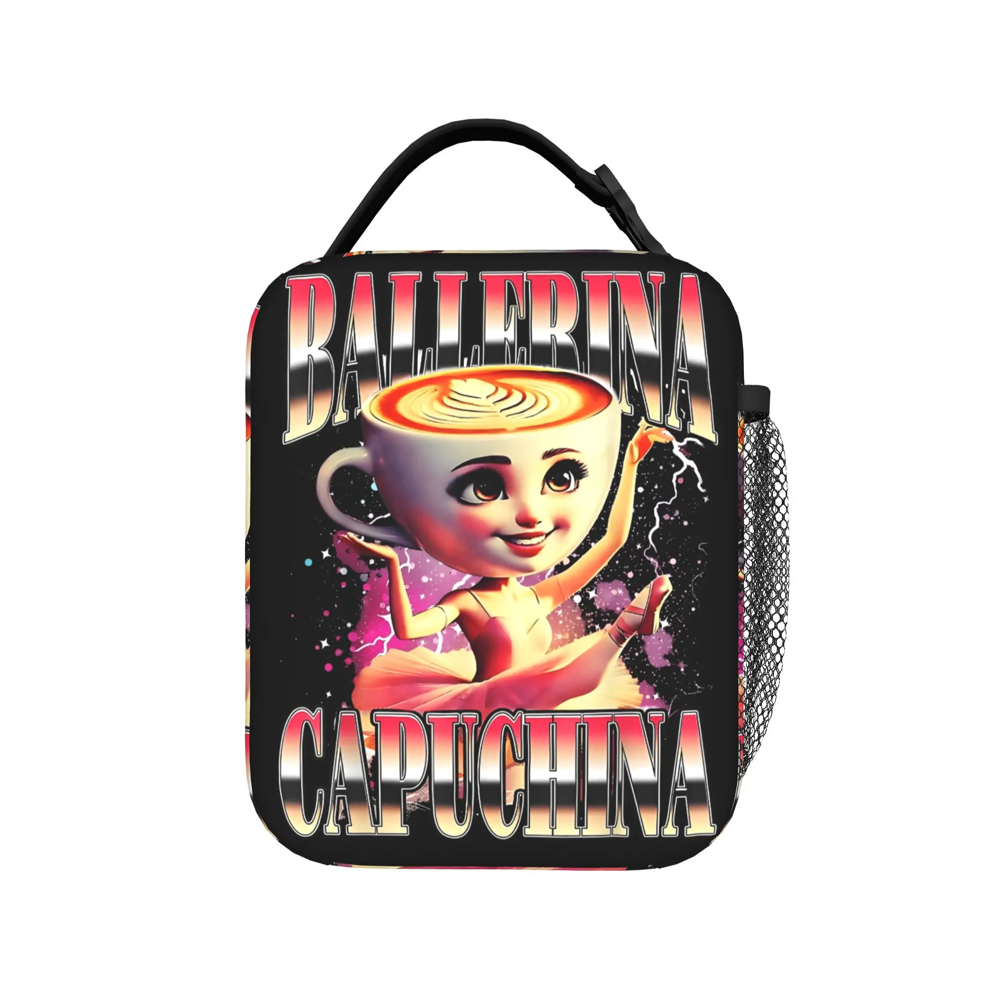 Funny Cappuccina Ballerina Cappuccino Dancer Coffee  Lunch Bag For Child  Graphic Lunch Box Portable Thermal Tote Handbags
