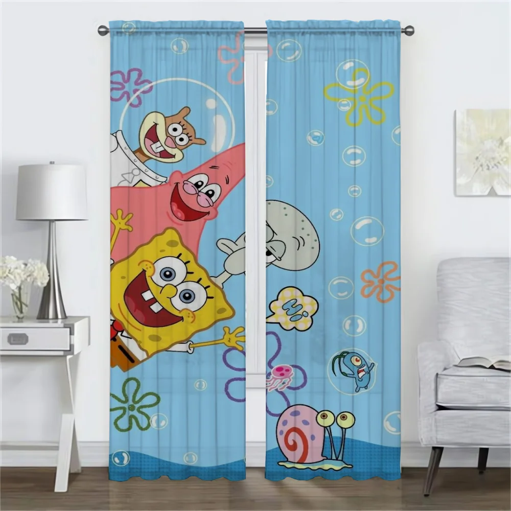 Blackout Curtain for Room 2 Panel S-SpongeBobS Elegant Room Curtains Tulle for Bedroom Halloween Decoration Partition Shades