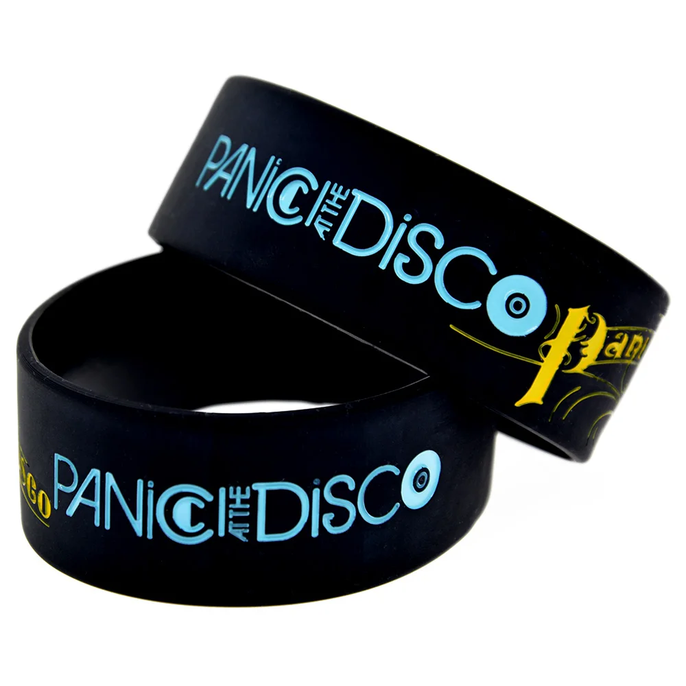 1 PC Panic at The Disco Silicone Bracelet 1 Inch Wide Black Adult Size