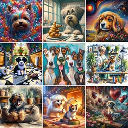 Animal Pet Dog Printed Fabric Cross Stitch DIY Embroidery Patterns Handmade Hobby Craft Needlework Promotions Stamped For Adults