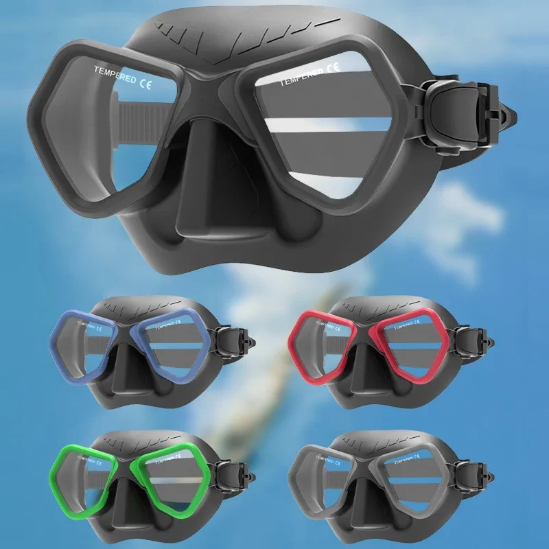 Professional 65cc Low Volume Freediving Mask, Tempered Glass Anti-Fog Lens, Fishing, Hunting Face Mirror, Dive Goggles For Adult