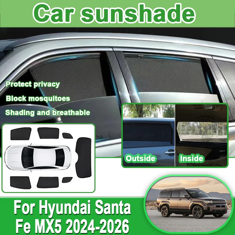 

Для Hyundai Santa Fe MX5 2025, аксессуары MK4 2024 2026: автомобильные сетчатые солнцезащитные шторки, шторки на лобовое стекло, накладки на боковые окна, солнцезащитный козырек, обвес