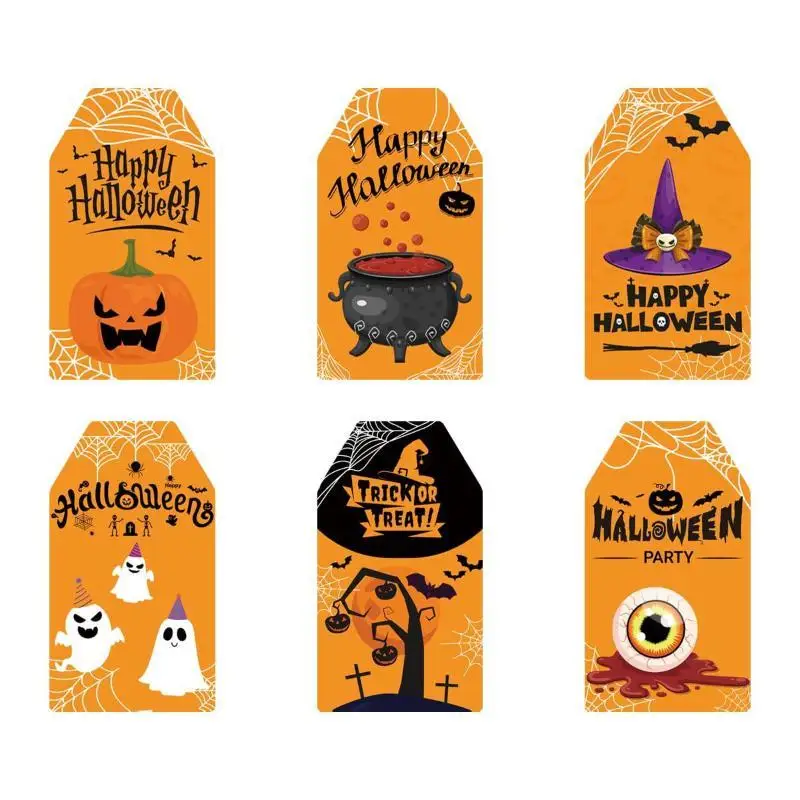 48Pcs Halloween Pumpkin Ghost Paper Tags Holiday Hanging Labels For Gift Package Party Decoration Bookmarks Use Home Decor