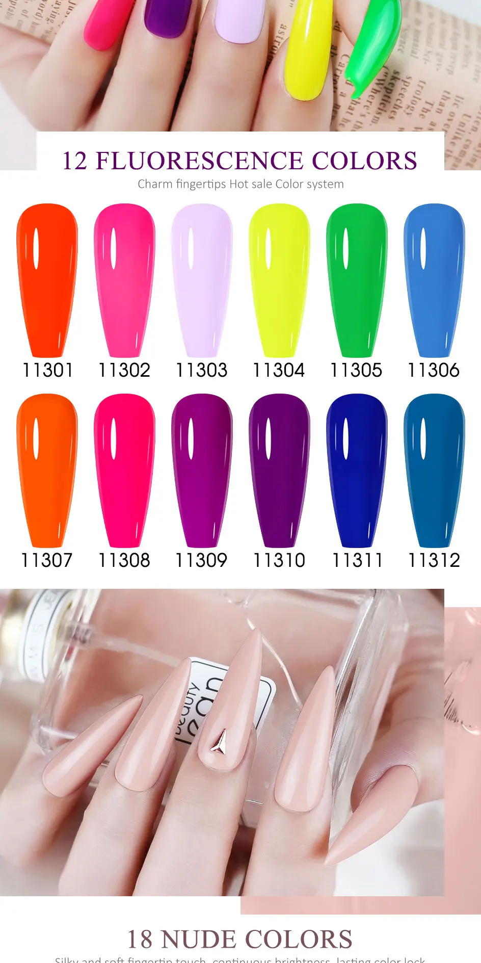 Arte Clavo 4-teiliges Gel-Nagellack-Set 15ml HEMA TPO-frei, ablösbar, UV-LED, Nude Braun Orange, langanhaltend, Nagelkunst, Maniküre für zu Hause – Detail 3