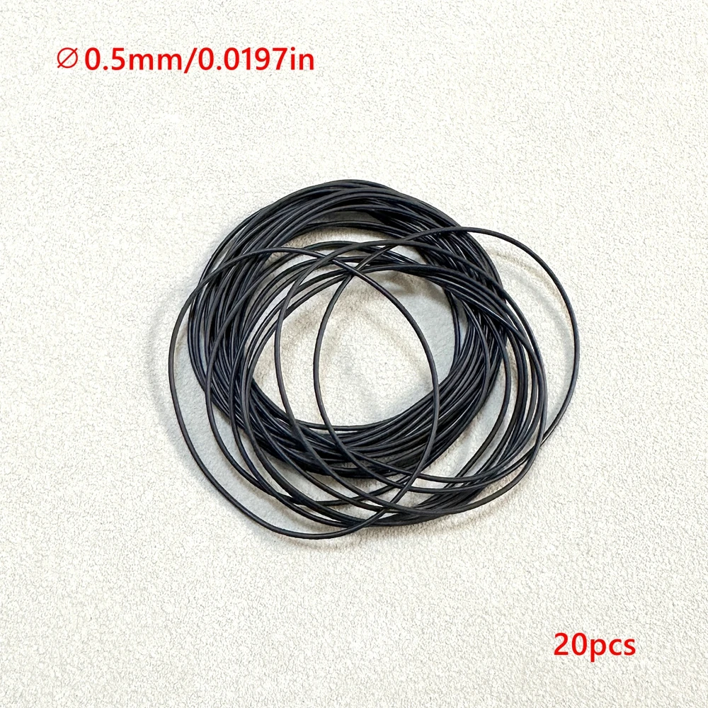 Watch back cover waterproof ring ∅0.5mm/0.0197in maintenance and repair, back cover elastic black nitrile rubber 20pcs