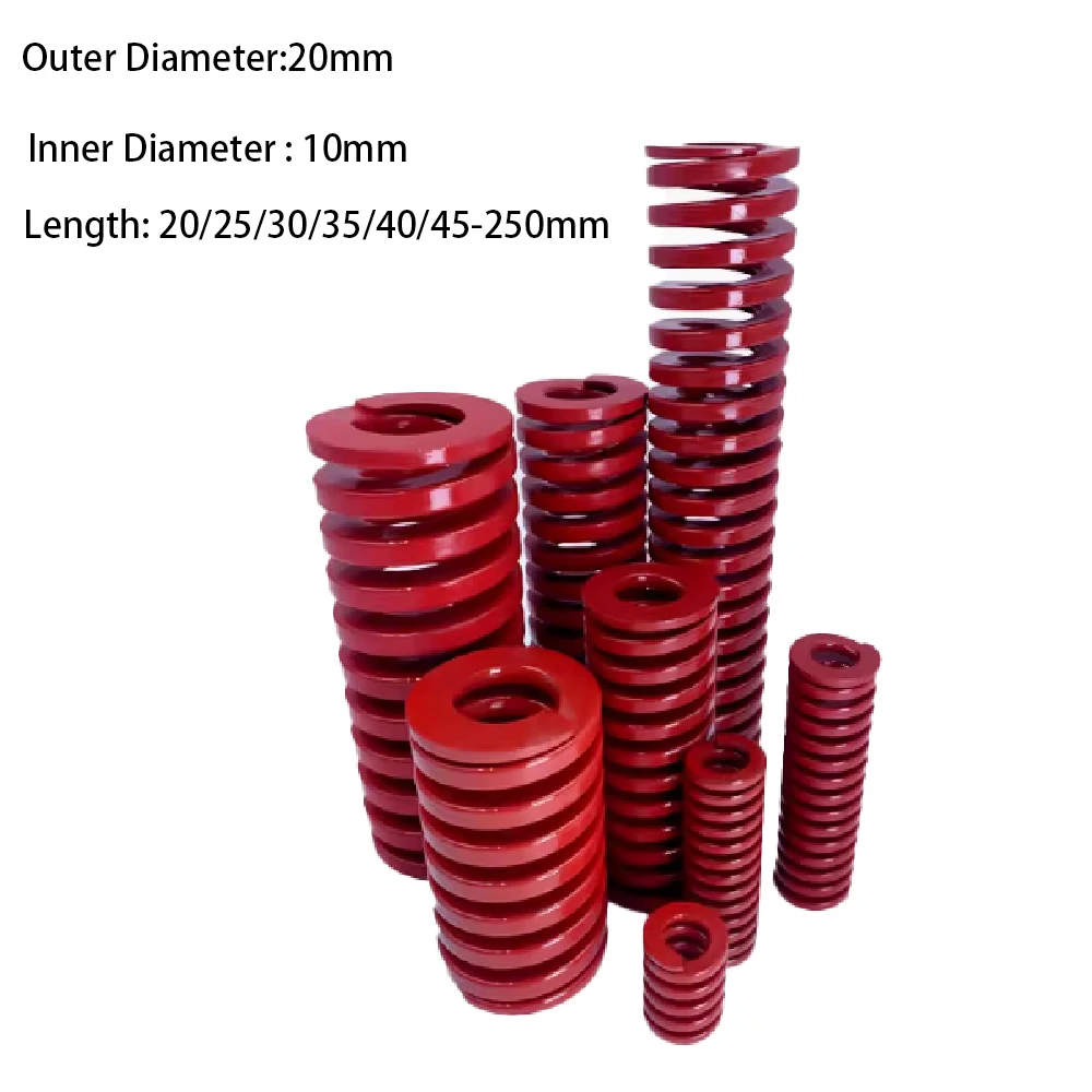 

1/3/5pcs Red Compression Spring TM Medium Load Die Mold Outer Diameter 20mm Inner Diameter 10mm Length 20-250mm