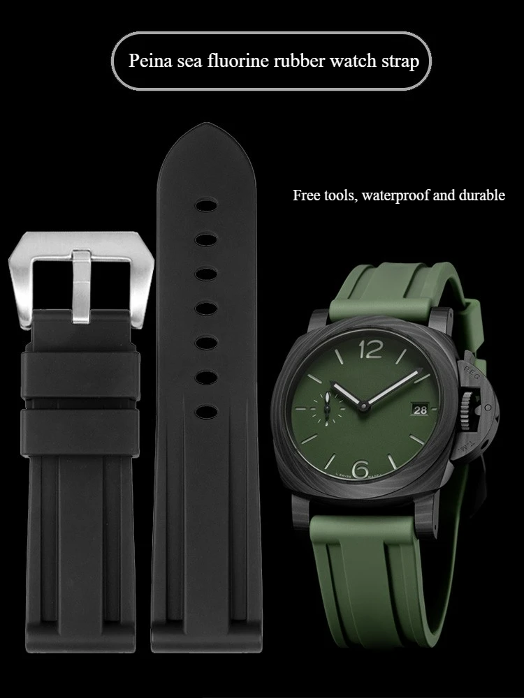 

Suitable for Panerai Panerai Lumino diving series PAM441/111 fluororubber watch strap 22mm/24mm