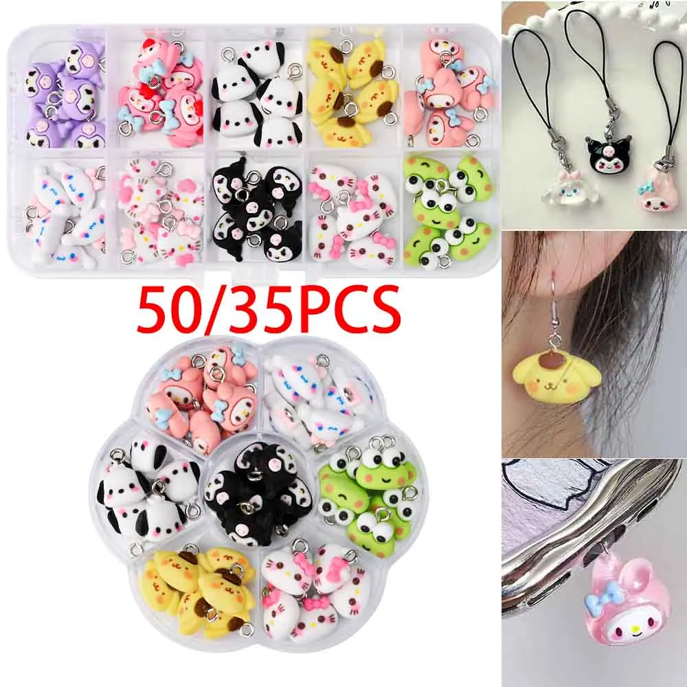 

35/50 шт. 3D Kuromi Hello Kitty подвески для ногтей мультяшная мелодия булочка с корицей из смолы со стразами с крючком DIY ремесла маникюр украшения