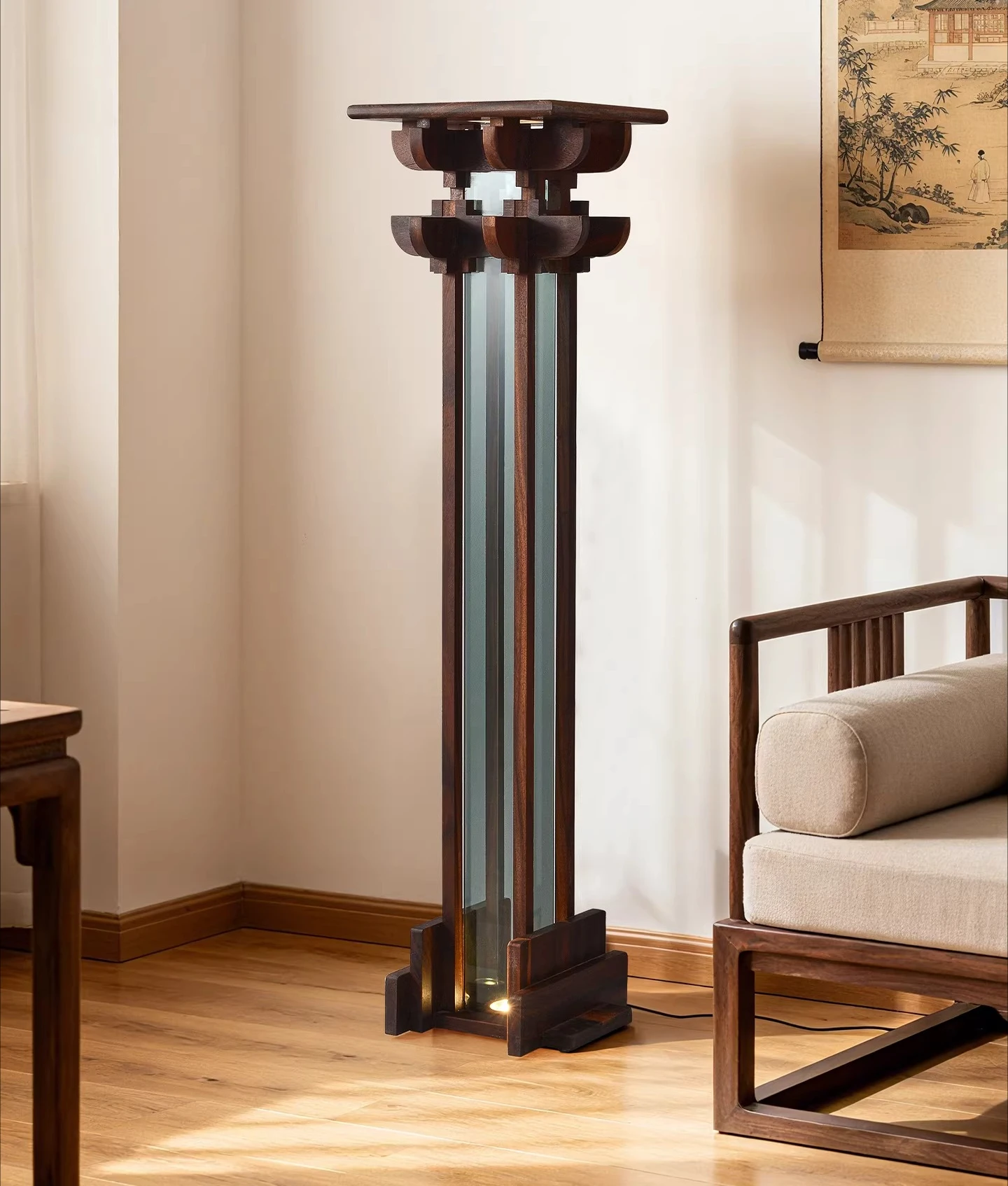 New Chinese solid wood decorative floor lamp ornament bedroom bedside lamp